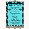 Tiffany Blue Damask Welcome To Our Engagement Party Personalised Wedding Sign Tiffany Blue Damask Welcome To Our Engagement Party Personalised Wedding Sign