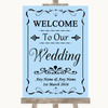 Blue Welcome To Our Wedding Personalised Wedding Sign