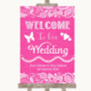 Bright Pink Burlap & Lace Welcome To Our Wedding Personalised Wedding Sign