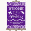 Purple Burlap & Lace Welcome To Our Wedding Personalised Wedding Sign