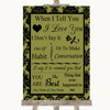 Olive Green Damask When I Tell You I Love You Personalised Wedding Sign