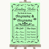 Green Who's Who Leading Roles Personalised Wedding Sign