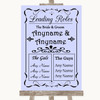 Lilac Who's Who Leading Roles Personalised Wedding Sign