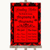 Red Damask Who's Who Leading Roles Personalised Wedding Sign