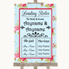 Shabby Chic Floral Who's Who Leading Roles Personalised Wedding Sign