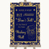 Blue and Gold Wishing Well Message Personalised Wedding Sign