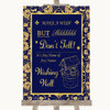 Blue & Gold Wishing Well Message Personalised Wedding Sign