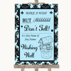 Sky Blue Damask Wishing Well Message Personalised Wedding Sign