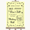 Yellow Wishing Well Message Personalised Wedding Sign