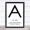 Al Ain United Arab Emirates Coordinates Travel Print