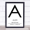 Alofi New Zealand Coordinates World City Travel Print