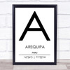 Arequipa Peru Coordinates World City Travel Print