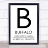 Buffalo United States Of America Coordinates Travel Quote Print