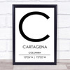 Cartagena Colombia Coordinates Travel Print