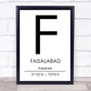 Faisalabad Pakistan Coordinates Travel Print