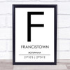 Francistown Botswana Coordinates Travel Print