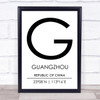 Guangzhou Republic Of China Coordinates Travel Print