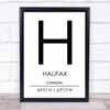 Halifax Canada Coordinates World City Travel Print