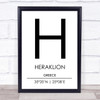 Heraklion Greece Coordinates World City Travel Print