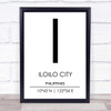 Iloilo City Philippines Coordinates Travel Print