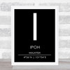 Ipoh Malaysia Coordinates Black & White World City Travel Print