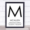 Mcallen United States Of America Coordinates Travel Quote Print