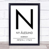 Ny Alesund Norway Coordinates World City Travel Print