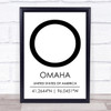 Omaha United States Of America Coordinates World City Quote Print