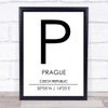Prague Czech Republic Coordinates Travel Print