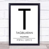 Tagbilaran Philippines Coordinates Travel Print