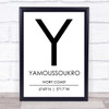 Yamoussoukro Ivory Coast Coordinates Travel Print