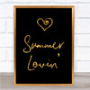 Black and Gold Grease Summer Lovin' Song Lyric Quote Print