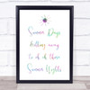 Rainbow Grease Summer Nights Song Lyric Quote Print