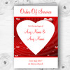Deep Red Romantic Love Hearts Personalised Wedding Double Cover Order Of Service