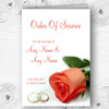 Orange Coral Peach Rose Rings Personalised Wedding Double Cover Order Of Service