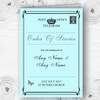 Vintage Telegram Elegant Aqua Personalised Wedding Double Cover Order Of Service