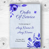 Pale Blue & White Watercolour Floral Wedding Double Sided Cover Order Of Service