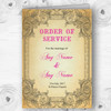 Typography Vintage Hot Pink Postcard Wedding Double Sided Cover Order Of Service