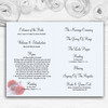 Red Rose & White Ribbon Personalised Wedding Double Sided Cover Order Of Service