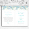 Watercolour Floral Blue Personalised Wedding Double Sided Cover Order Of Service