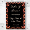 Coral Black Damask & Diamond Personalised Wedding Double Cover Order Of Service