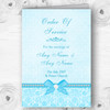 Pretty Floral Vintage Bow Diamante Aqua Sky Blue Wedding Cover Order Of Service