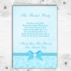 Pretty Floral Vintage Bow Diamante Aqua Sky Blue Wedding Cover Order Of Service