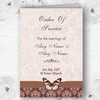 Brown Fawn Beige Vintage Floral Damask Butterfly Wedding Cover Order Of Service