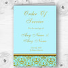 Aqua Sky Blue & Gold Vintage Damask Wedding Double Sided Cover Order Of Service