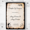 Black White Vintage Rustic Postcard Wedding Double Sided Cover Order Of Service