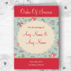 Floral Shabby Chic Inspired Vintage Wedding Double Sided Cover Order Of Service