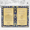 Vintage Blue Flowers Postcard Style Wedding Double Sided Cover Order Of Service