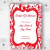 White & Red Swirl Deco Personalised Wedding Double Sided Cover Order Of Service