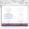 Navy Blue & Coral Pink Shabby Chic Birds Wedding Double Cover Order Of Service